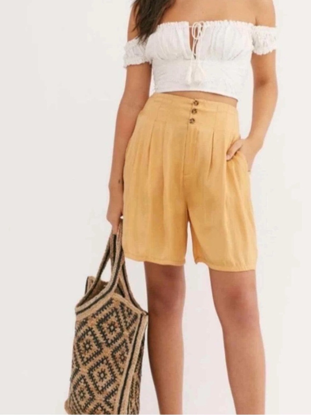 Free People- Brittany Long Beach Shorts- Size L- Excellent Condition.